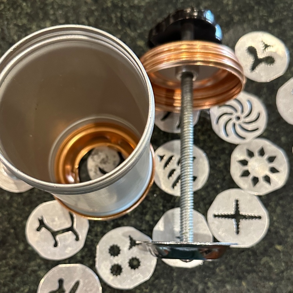 19pc aluminum Cookie Press with Discs and Nozzles holidays baking set shapes - Picture 6 of 6